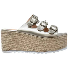 Rhinestone Platform Espadrille Wedge Sandal - Femstylo