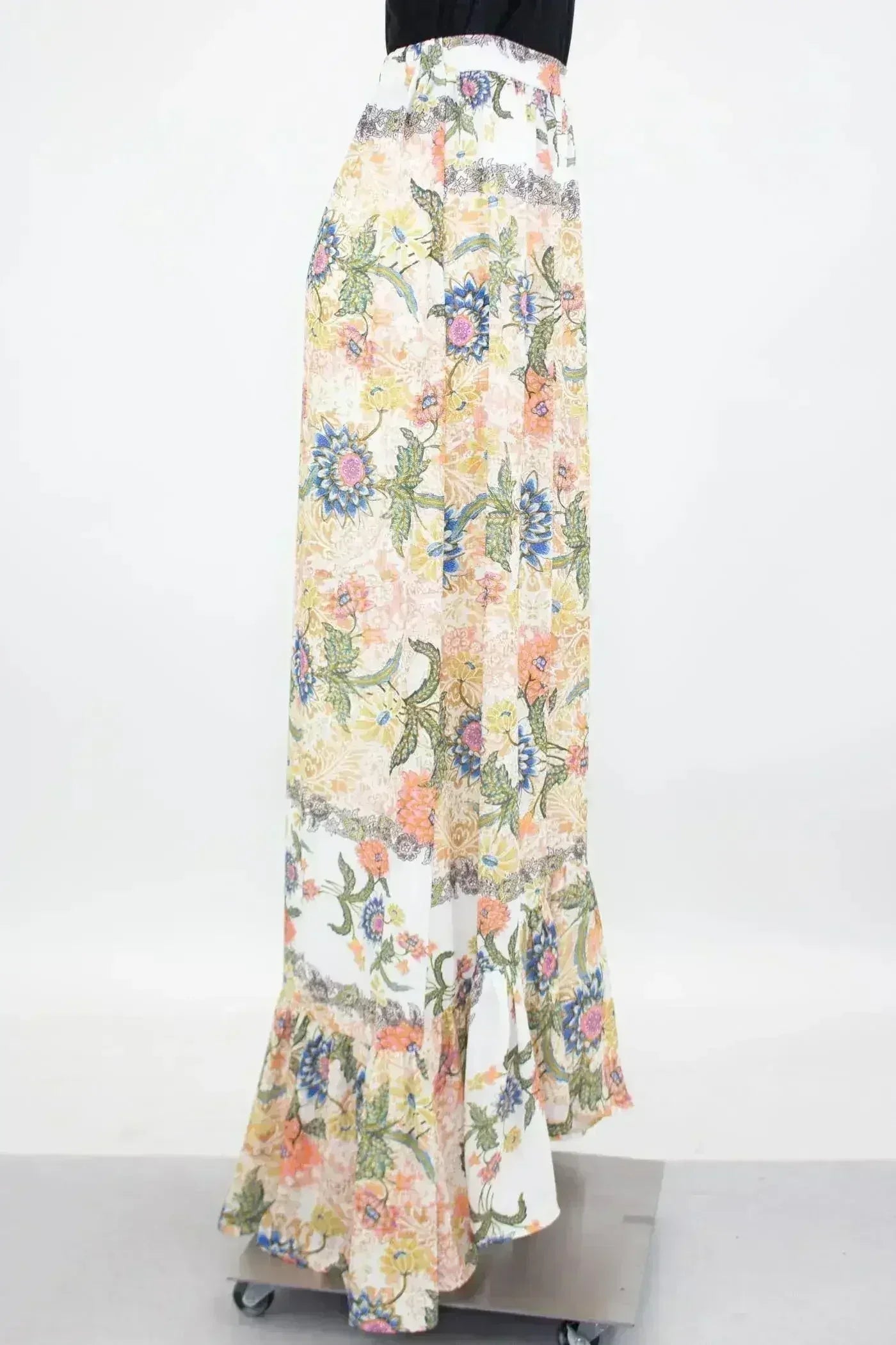 Floral Maxi Skirt – Elastic Waist & Dramatic Flare - Femstylo
