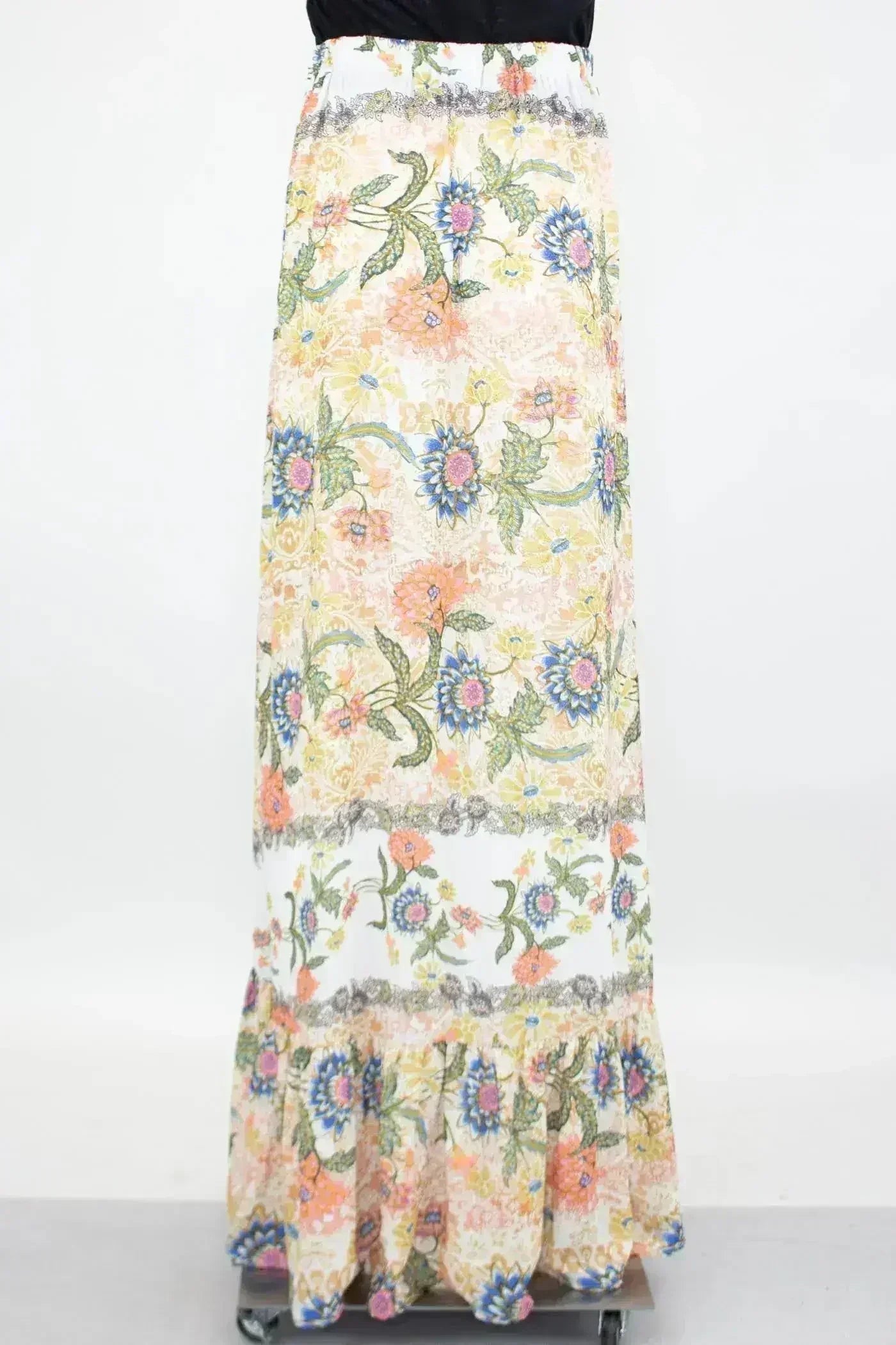 Floral Maxi Skirt – Elastic Waist & Dramatic Flare - Femstylo