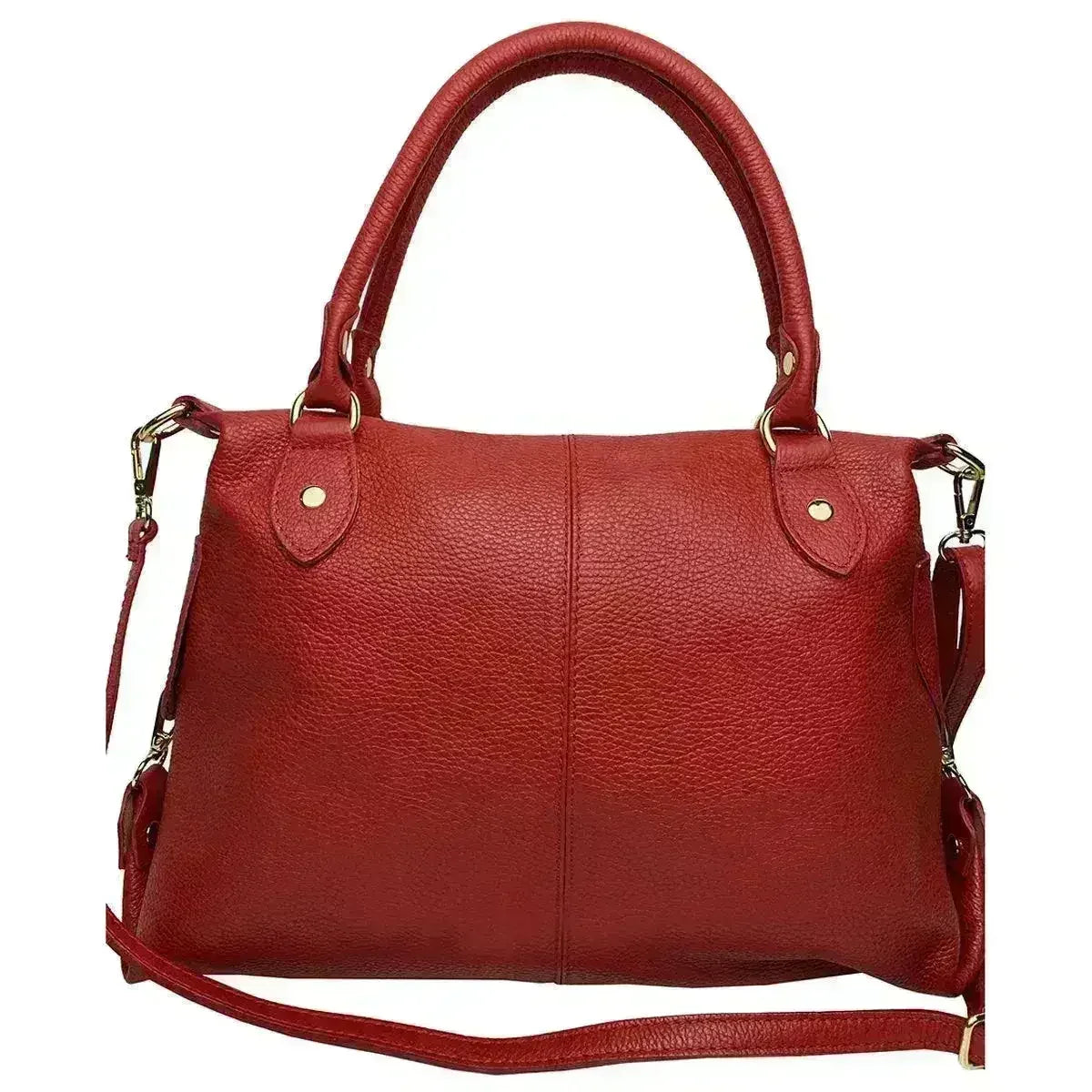Italian Artisan SBING-DE9472-Red Women Mariza Leather Shoulder Handbag - Femstylo