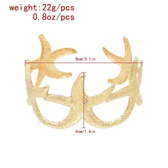New Fashion Golden Alloy 2 Starfish Arm Bracelet for Women Summer Beach \Dance Party Cuff Bracelets Jewlery Accessories Gifts