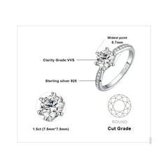 JewelryPalace Moissanite D Color 0.5ct 1ct 1.5ct 2ct 3ct Round S925 Sterling Silver Wedding Engagement Ring for Women