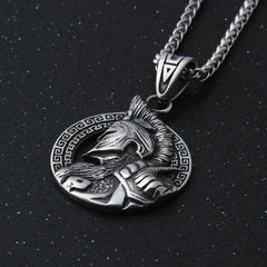 stainless steel King of War Spartan Warrior Portrait Pendant Men\'s Necklace Trend Rock Hip Hop Party Jewelry Christmas Gift