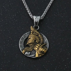 stainless steel King of War Spartan Warrior Portrait Pendant Men\'s Necklace Trend Rock Hip Hop Party Jewelry Christmas Gift