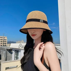 Outdoor Sunshade Hats Summer Breathable Hollow Knitted Korean Fashion Women Fisherman Hat Permeability Crochet Retro Bucket Hat