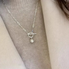New Trendy Fashion 925 Silver Pearl Simple Elegant Thin Chain Pendant Necklace for Women Girl Jewelry Dropship Wholesale
