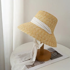 Straw summer hat French elegant ladies seaside travel sun hat Hepburn style wide brim hat 햇빛가리개 모자 모자