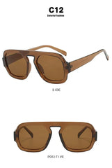 DOHOHDO 2025 Fashion Square Sunglasses Women New Retro Black Brown Thick Frame Pilot Sun Glasses Woman Chic Polygon Shades UV400