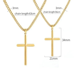 Punk Cross Pendant Link Chain for Men Women 316L Stainless Steel Hip Hop Necklace Gold Silver Fashion Jewelry Gift Waterproof