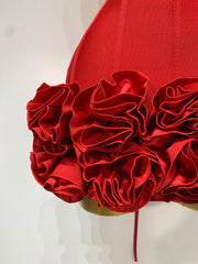 Women Evening Bandage Dress Strapless Bodycon Flowers Mini Celebrity Sexy Birthday Party Dresses Photo Shoot Nightclub Outfit