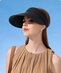Spring and Summer Women's Outdoor Sunshade Straw Hat Fashion Empty Top Duck Tongue Hat Big Brim Cap G37