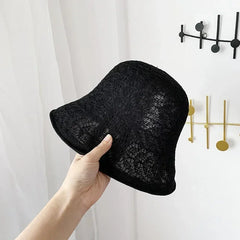 Outdoor Sunshade Hats Summer Breathable Hollow Knitted Korean Fashion Women Fisherman Hat Permeability Crochet Retro Bucket Hat