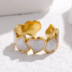 Vintage White Enamel Metal Irregular Shape Geometric Open Adjustable Ring for Women Girl Jewelry Birthday Gifts Anillo Hombre