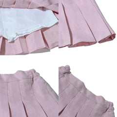 Summer Girl Pleated Skirt Children Summer Skirt Girls Mini Skirts Vintage Pleated Skirt 3-13Y Junior Girls Ruched Cullottes