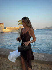 Women’s Asymmetrical Sling Dress - V-Neck Party Wear Spring 2025