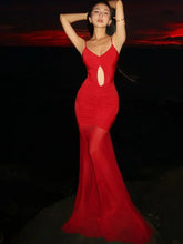 Weird Puss Sexy Hollow Maxi Dress Women Low-Neck Off Shoulder Backless Mesh See Through Hem Vacation Beach Party Elegant Outfits