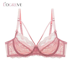 Logirlve Wholesale 3PCS Sexy Underwear Woman Lace Bras Hollow out Ultrathin Bra Women's lingerie Big Size Bra