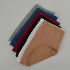 1pc Women's Cotton High Waist Panties – Vertical Stripe Plus Size Underwear Breathable Solid Lingerie Shorts Simple Lady Briefs