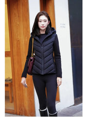 ETJ 2025 new traf women's elegant fashion patchwork long sleeve standing collar hooded cotton jacket sport coat 8073227