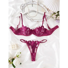Tornova Sexy Lingerie Woman Lace Transparent Underwear Embroidery Brief Set Bra Kit Push Up Breves Sets Thin Erotic Bras New
