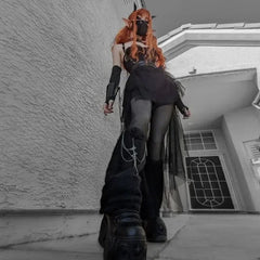 Casual Skirts Punk Sexy Net Yarn High-Waisted Irregular Skirt for Women Summer New European and American Gothic Style Versatile