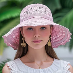 Korean version new straw hat summer sun hat sun protection wave sun hat beach cool hat women's hat