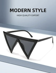 Oversized Triangle Punk Shiled Sunglasses Women Big Frame 2025 Luxury Brand Windproof Eyewear For Ladies UV400 Goggle Shades