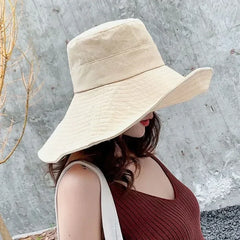 Japanese Sunshade Female Spring and Summer Sunscreen Free To Fold Big Brim Sun Hat Fisherman Hat Cover Face Oversized Hair