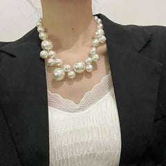 Elegant Imitation Pearl Women's Necklace Big Pearls Beads Choker Necklaces Party Wedding Bride Necklace Jewelry Girls Gifts