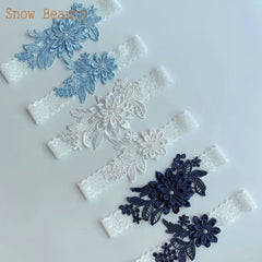 K03 2 PCS Sexy Lace Flower Crystal Pearls Wedding Garter Belt Thigh Ring Bridal Leg Garter Stocking Garter Belt Girl Women