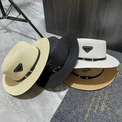 Summer Beach Hat Versatile Top Hats Belt Buckle Sun Protection Hat Korean Style Straw Hat for Women