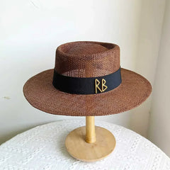 Summer Straw Hat 2024 New Flat Top French Straw Hat Elegant Women's Outdoor Vacation Sun Hat Summer Hat 모자 gorras beach