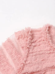 Patchwork Edible Tree Fungus Elegant Dresses For Women Round Neck Short Sleeve High Waist Temperament Dress Female Fashion