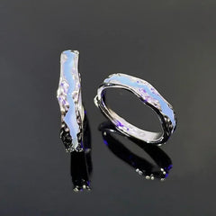 New Enamel Luminous Adjustable Finger Ring Vintage Luxury Love Couples Rings Glow In Dark Y2K Jewelry Valentine's Day Gifts