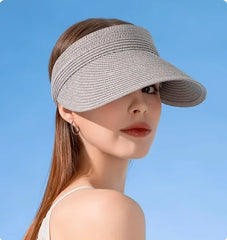 Spring and Summer Women's Outdoor Sunshade Straw Hat Fashion Empty Top Duck Tongue Hat Big Brim Cap G37