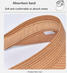 Spring and Summer Women's Outdoor Sunshade Straw Hat Fashion Empty Top Duck Tongue Hat Big Brim Cap G37