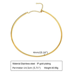 Choker Neck Cuff for Women, Open Collar Choker Torques Necklace Adjustable ,Simple Stainless Steel Jewelry