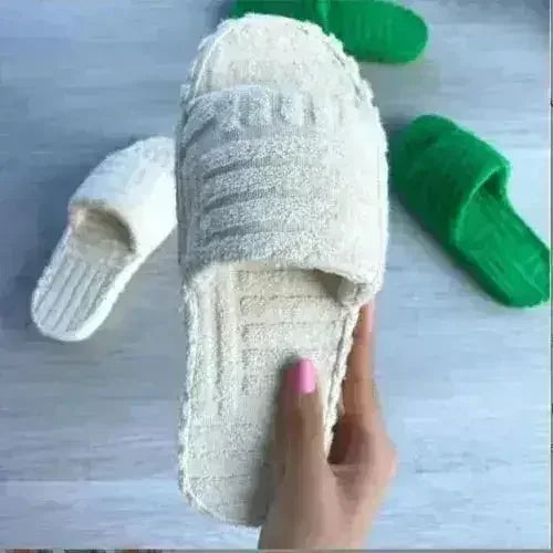 Thick Bottom Embossed Cotton Fur Women Slippers - Femstylo