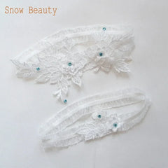 K03 2 PCS Sexy Lace Flower Crystal Pearls Wedding Garter Belt Thigh Ring Bridal Leg Garter Stocking Garter Belt Girl Women