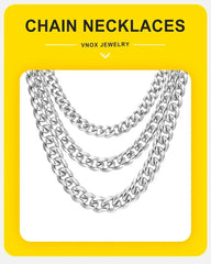 VNOX Cuban Chain Necklace - Stainless Steel 5/6/8mm - Unisex Waterproo