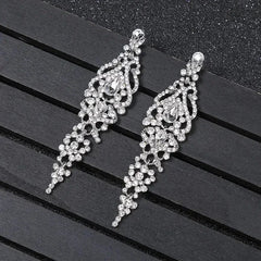 Trend Crystal Drop Earrings – Elegant Long Dangle For Bridal | Femstylo