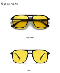 SO&EI Fashion Double Bridges Square Rivets Women Sunglasses Retro Men Gradient Shades UV400 Sun Glasses