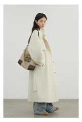 CHIC VEN Women Woolen Coats Loose Stand Collar Double-sided Overcoat Female Outerwear Office Ladies Clothing Autumn Winter 2024