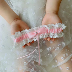K03 2 PCS Sexy Lace Flower Crystal Pearls Wedding Garter Belt Thigh Ring Bridal Leg Garter Stocking Garter Belt Girl Women
