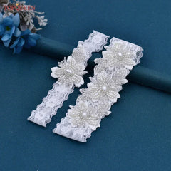 TOPQUEEN ST40 Sexy Lace Flower Thigh Ring Crystal Beaded Pearls Wedding Garter Belt Bridal Cosplay Fashion Stocking Ring
