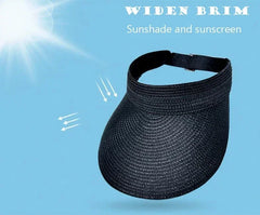 Spring and Summer Women's Outdoor Sunshade Straw Hat Fashion Empty Top Duck Tongue Hat Big Brim Cap G37