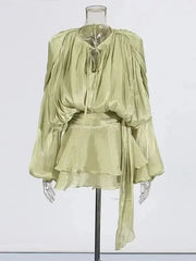 Women's A-Line Mini Dress with Long Sleeves & Empire Waist