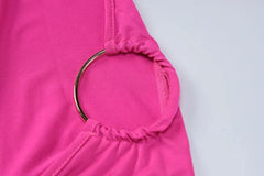 Hugcitar One Shoulder Backless Adjustable Scarf Loop Ruched Sexy Maxi Dress Women Elegant Y2K Streetwear Festival Outfit