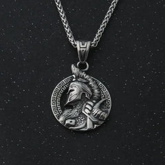 stainless steel King of War Spartan Warrior Portrait Pendant Men\'s Necklace Trend Rock Hip Hop Party Jewelry Christmas Gift