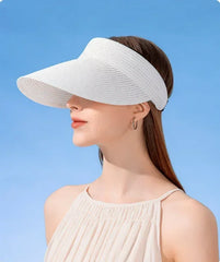 Spring and Summer Women's Outdoor Sunshade Straw Hat Fashion Empty Top Duck Tongue Hat Big Brim Cap G37